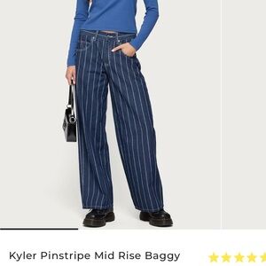 Pinstripe Wide Leg Denim Jeans Edikted Small NWT